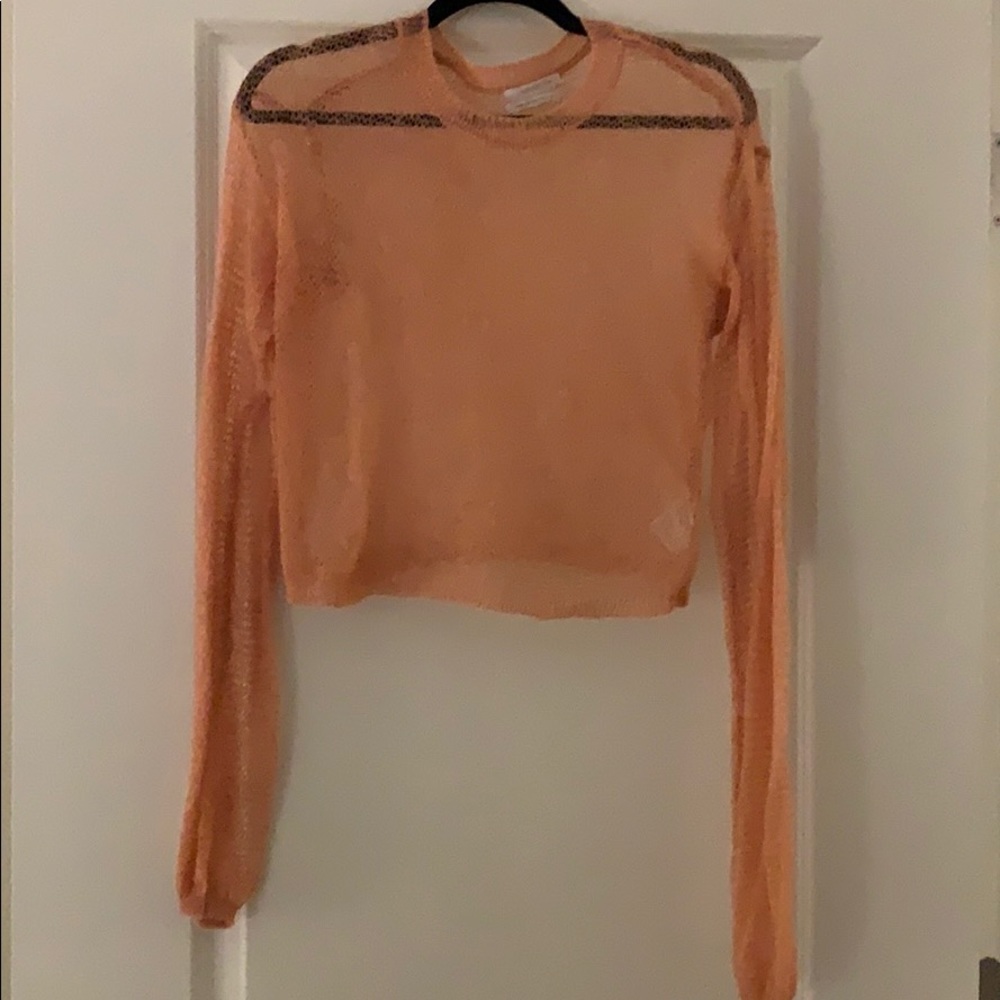 UO Sheer Peach Cropped Sweater